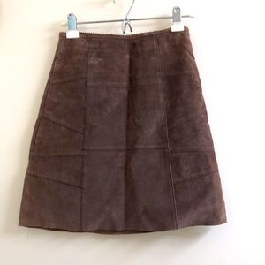Patchwork A-line lather skirt ( suede)